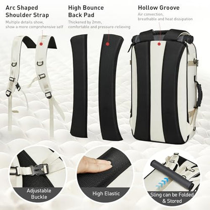 Backpack for Traveling On Airplane,Expandable Carry On Laptop Backpack for Men and Women,Outdoor Travel Bag,Off White - color: New Off White