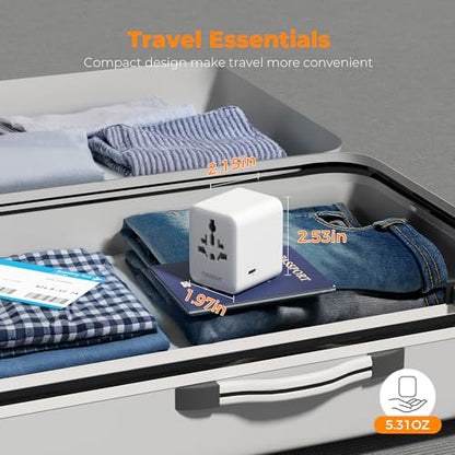 TESSAN Universal Travel Adapter 28W, International Power Adapter - color: Grey white