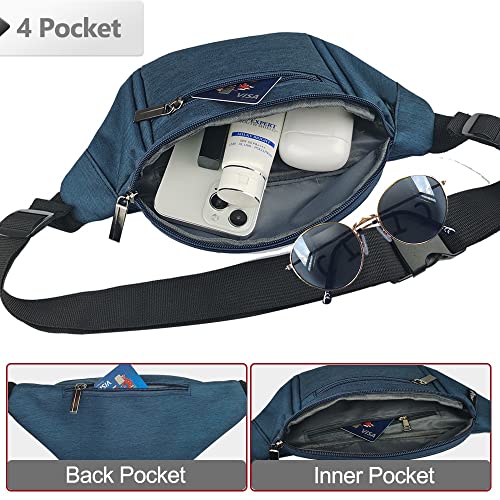 AIKENDO Fanny Pack for Men Women, Crossbody Waist Bag Pack Phone Bag - color: Dark blue