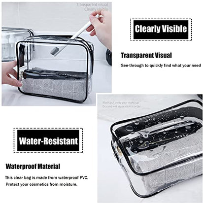 Clear Toiletry Bag 2-Pack TSA Approved Toiletries Bags with Handles, Gold - color: Gold-ST