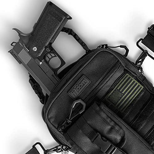 Fitdom Small Tactical Messenger Bag for Men, EDC Sling Crossbody Waist Pack | Water & Cut Resistant Fabric, 5 Compartments, MOLLE Webbing & D-Rings with Sling, Crossbody, Shoulder & Waist Carry Options - style: Concealed Carry