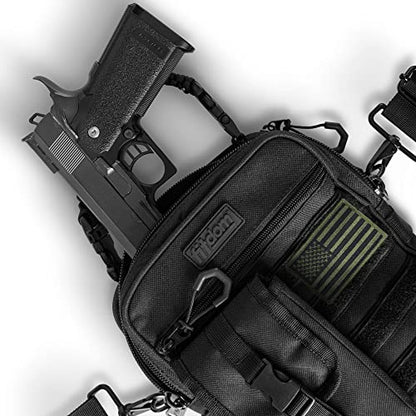 Fitdom Small Tactical Messenger Bag for Men, EDC Sling Crossbody Waist Pack | Water & Cut Resistant Fabric, 5 Compartments, MOLLE Webbing & D-Rings with Sling, Crossbody, Shoulder & Waist Carry Options - style: Concealed Carry