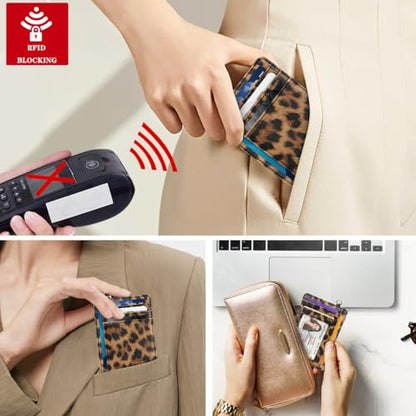 Coco Rossi Slim Front Pocket Wallet Leopard Credit Card Holder Women - color: A Leopard