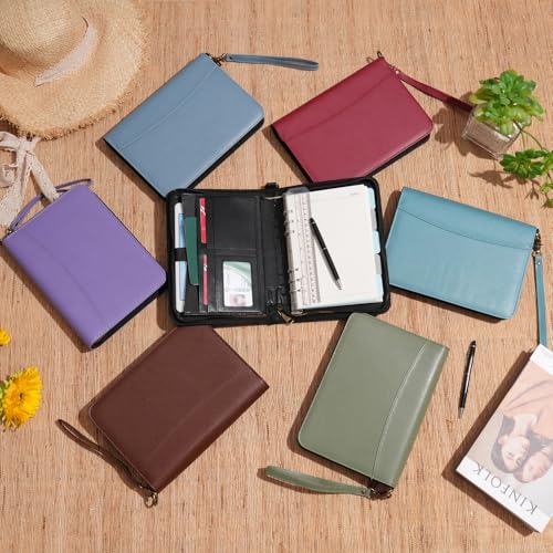 WASON Portfolio A5 Binder Journal with Zipper - Leather pu Writing Notebook Padfolio with Detachable Refillable Notebook, Legal Pad for Business Study and Travel Organizer (Green) - color: Green