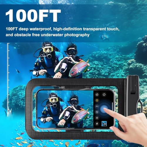 2Pack Waterproof Phone Pouch IPX8 with Armband (1, Black) - color: Black