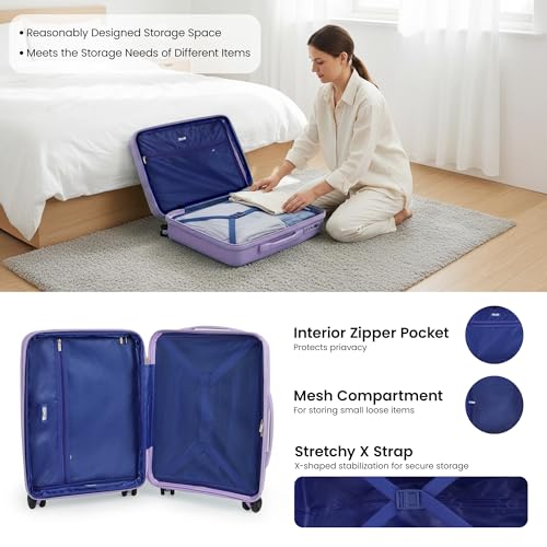 20 Inch Carry-On Luggage,Hardshell Suitcases w/TSA LOCK - color: Lavender, size: Carry-On 20-Inch
