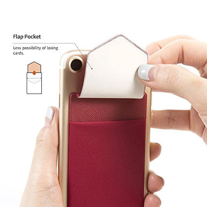 Sinjimoru Card Holder for Back of Phone, Stick on Phone Wallet, Black - color: Black