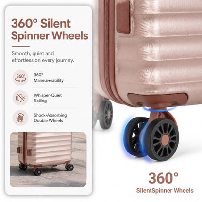 CONCEPTEN Luggage Sets 5 Piece, ABS+PC Hardshell Suitcases with Wheels - color: Champagne Gold, size: 5 Piece Sets (20/24/28/Db/Tb)