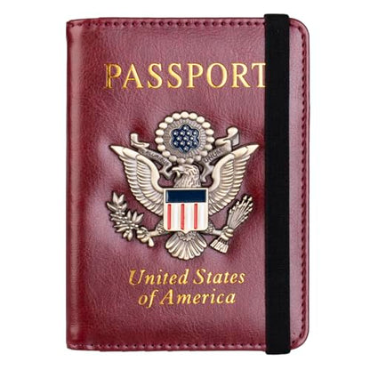 TOURSUIT RFID Blocking Passport Holder, Leather Travel Wallet, Rose Red - color: Rose Red