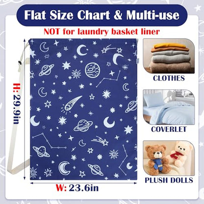 Canvas Laundry Bag with Shoulder Strap, Large Drawstring, 23"W x 29"H Space - color: Space