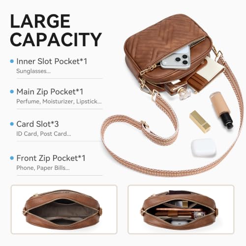 BOSTANTEN Quilted Small Crossbody Bag for Women Vegan Leather Purses - color: Brown