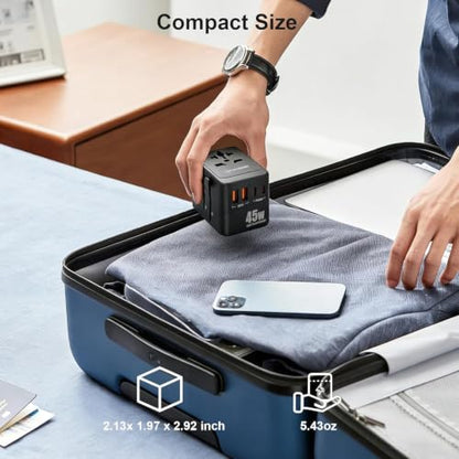 Realmade 45W GaN PD Travel Adapter 5-Port EU UK US AU Plug Black - color: Black, size: 45W