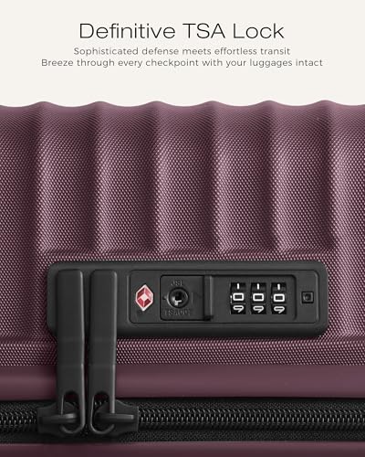 Coolife Luggage 3 Piece Set, Lightweight PC Hardside Suitcases, 20/24/28, Dark Purple - color: Dark Purple, size: 3-Piece Set (20/24/28)