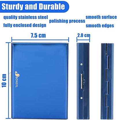 BONSYL® Metal Credit Card Holder for Ladies and Men, RFID Blocking Credit Cards Protector, Stainless Steel Credit Card Holder Wallet with 10 Card Slots. (10 Card/Blue) - color: 10 Card/Blue