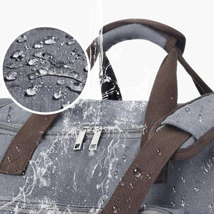 Felipe Varela 60L Canvas Duffle Bag for Men, Travel & Gym Carry on, Grey - color: Grey, size: 60L