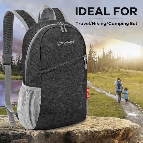 ZOMAKE Lightweight Packable Backpack, 10L Small Foldable Daypack for Hiking - color: Black A2, size: 10L