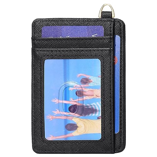 Badiya Credit Card Holder Slim Minimalist Wallet, Front Pocket Purse RFID Blocking Wallet Compact Card Case with ID Window for Women & Men - color: 1-Cross-Black