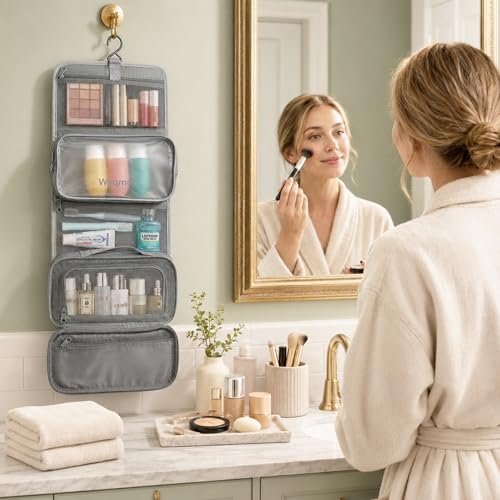 Hanging Travel Toiletry Bag for Women, Makeup Cosmetic Bag Organizer - color: Blue