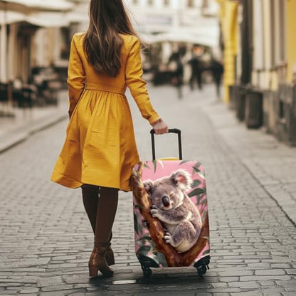 MAYJOYDIY Koala Luggage Cover Funny Koala Leaves Elastic Baggage Covers Cute Animal Dust-Proof Suitcase Sleeve Anti-Scratch Washable Suitcase Protector L Fit 26-28 Inch Luggage - color: Koala