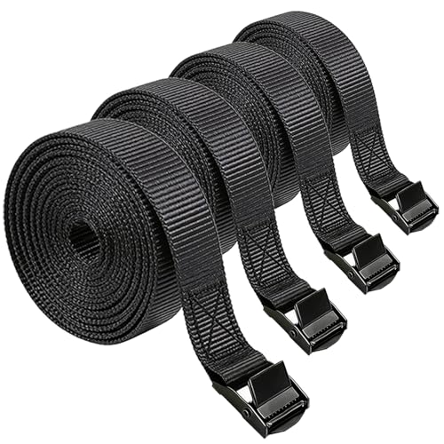 Lashing Straps with Buckles, 4Pack, 1 Inch × 6.7 Feet, Cargo Tie-Down Strap - color: black, size: 6.7ft