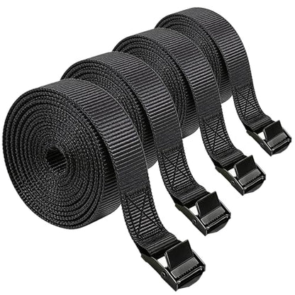 Lashing Straps with Buckles, 4Pack, 1 Inch × 6.7 Feet, Cargo Tie-Down Strap - color: black, size: 6.7ft