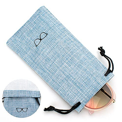 Vemiss Hard Shell Sunglasses Case, Large Linen Fabric Protective Glasses Case for Men Women - color: Gray+blue, size: Sunglass Case