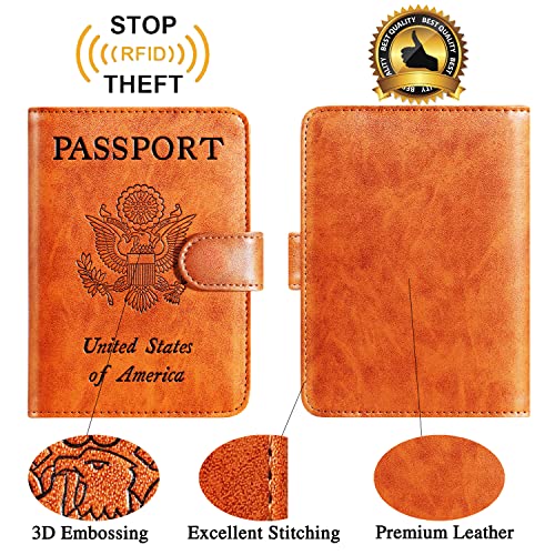 Passport Holder Cover Wallet RFID Blocking, Travel Essentials - color: Claybank