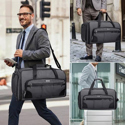 WITZMAN Garment Duffle Bags for Travel Men Suits 55L with Shoe Compartment - color: Silvery Grey