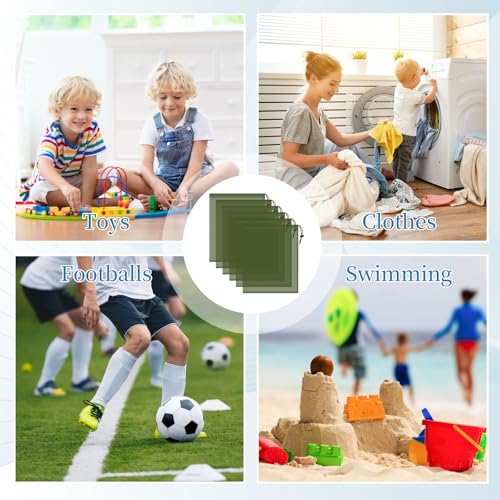 6 Pack Mesh Drawstring Bags with Lock, 14x17 for Gym, Beach, Laundry - color: Green
