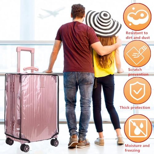 30" Clear PVC Luggage Cover Protectors Thicken Transparent Waterproof Suitcase for Spinner Wheels Suitcase - color: 30 Inch Luggage Cover