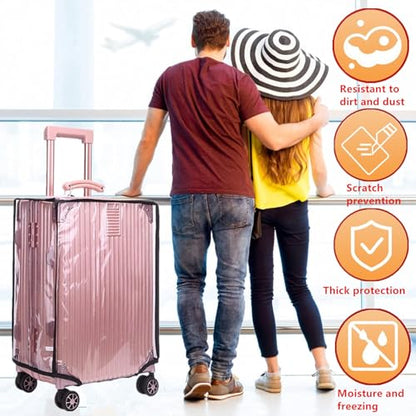 30" Clear PVC Luggage Cover Protectors Thicken Transparent Waterproof Suitcase for Spinner Wheels Suitcase - color: 30 Inch Luggage Cover