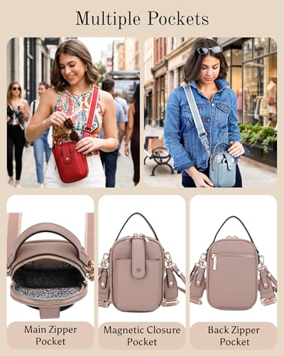 Mali+Lili Gail Vegan Leather Multi Compartment Crossbody Bag - color: Taupe