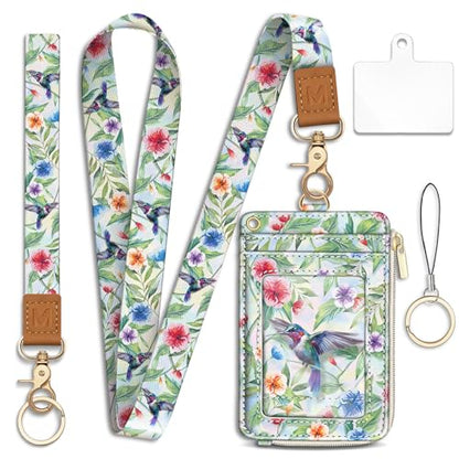 Bird Lanyard Wallet with Id Badge Holder Keychain for Card Women - color: Bird