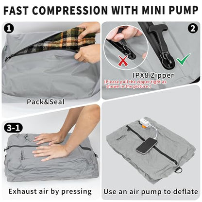 EULANT Travel Vacuum Bags,IPX8 Waterproof Vacuum Compression Bag - color: Neutral Gray, size: 2 Pack