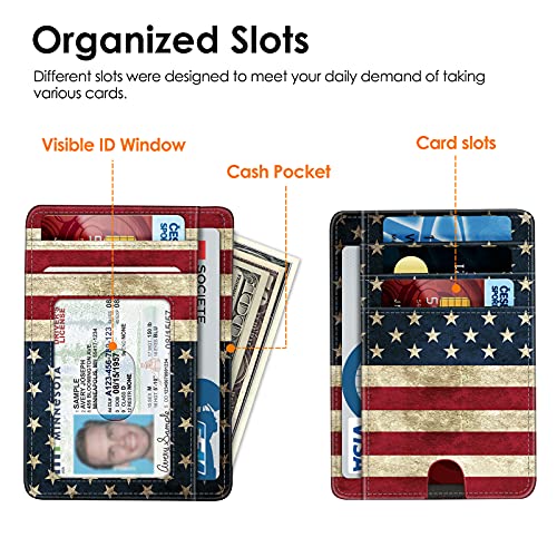 FINTIE Slim Front Pocket Wallet, RFID Blocking Credit Card Holder - color: US-Flag