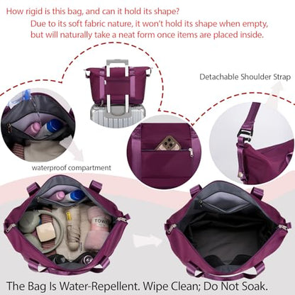 Travel Rolling Duffel Bag with Removable Wheels,Expandable Foldable Carry-On Luggage for Trip or Hospitalization - color: Burgundy‌ Backpack
