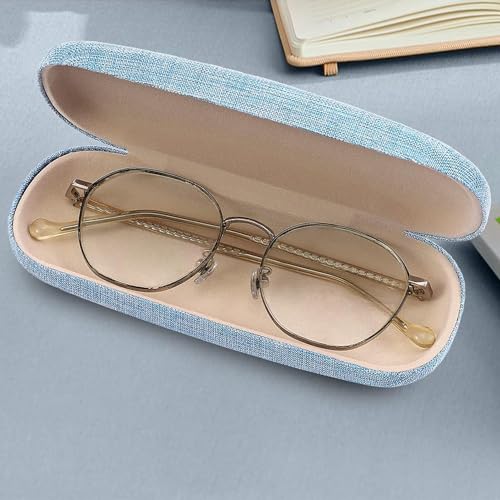 ABAJI Eyeglasses Case Kids Students Reading Glasses Organizer Hard Shell Lint Lining Snap Close Men Women Boys Girls - color: Blue Grey Brown