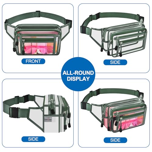 USPECLARE Clear Fanny Pack Stadium Approved Large Multi-Purpose Waist Bag - color: Forest-Green, style: 1-pack-pvc