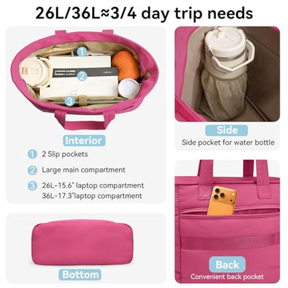 PASMAN Puffer Tote Bag for Women - Nurse Bag with Bottle Pocket - color: Rose, size: Large