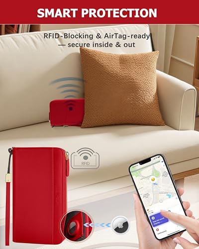 Large Wallet for Women, Clutch Wallet with Passport Holder - color: Red