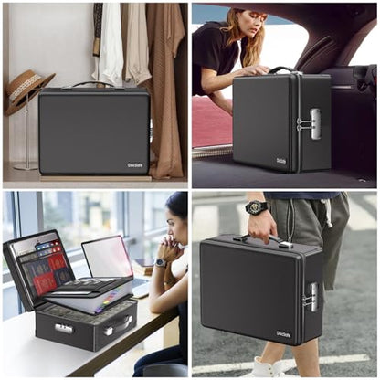 DocSafe 6400°F Fireproof Document Box with Lock, 10 Layers Heat Insulated - color: Black