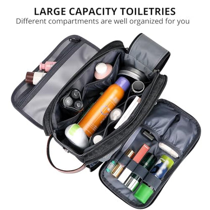 WITZMAN Canvas Toiletry Bag for Men Travel Toiletries Large 7L Dopp Kit - color: Black