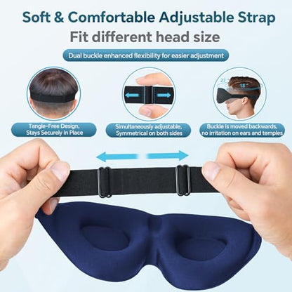 ZGGCD Sleep Mask for Side Sleeper, Light Blocking Eye Mask for Women Men - color: Blue