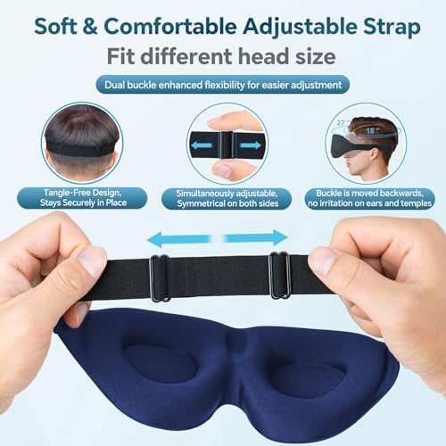 ZGGCD Sleep Mask for Side Sleeper, Light Blocking Eye Mask for Women Men | 3D Contoured Night Blindfold, Luxury Sleeping Eye Cover, Adjustable Strap, Eyeshade for Travel Nap, Flight Essentials, Blue - color: Blue