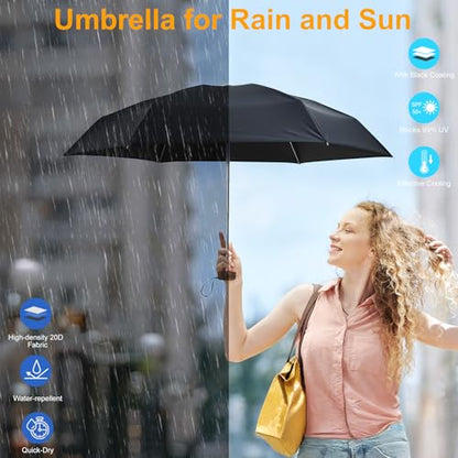 G4Free Mini Travel Umbrella for Purse Pocket Umbrella UPF 50+ UV Protection - color: Navy Blue