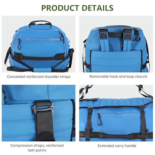 Vomgomfom 86L Collapsible Wheeled Duffle Bag Waterproof, Blue - color: Blue
