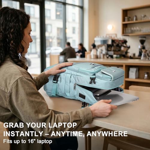 PIJUSHI Carry On Travel Backpack 35L Laptop Backpack Fits 16 inch Laptop - color: Blue