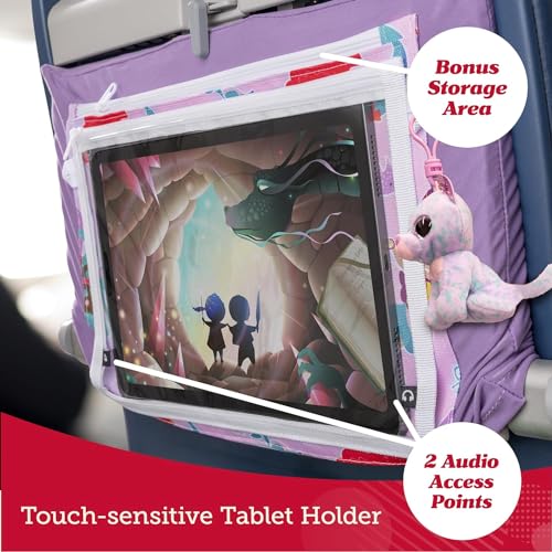 Lusso Gear Airplane Tray Cover for Kids, Travel Organizer, Tablet Holder - color: Dinos