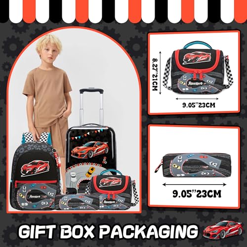 Kids Luggage Set 5 Piece 16'' Hardside Spinner Wheels Travel Suitcase Carry On Airline Approved Black Car - color: Black Car