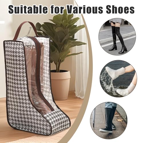 4 Pack Boot Storage Bag, Portable Dust Proof Boot Bags for Cowboy Boots - color: 4 Pack Houndstooth